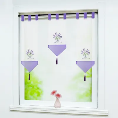 Produktbild von Scheibengardine 3er Set, Schlaufen Bistrogardine mit Stickerei,  20cm B, 1x50cm L und 2x70cm L