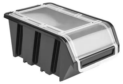 Produktbild von Set aus 10 Stapelbaren Aufbewahrungsboxen mit Deckel, Schwarz