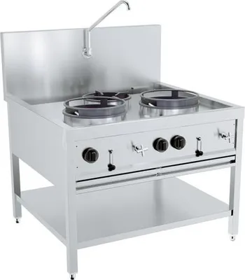 Produktbild von Combisteel Gas Woktisch 3 Brenner – 2x 17kW + 1x 9kW, freistehend