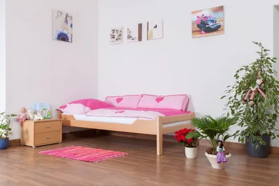 Produktbild von Kinderbett / Jugendbett "Easy Premium Line" K1/1n, Buche Vollholz massiv Natur - Maße: 90 x 200 cm