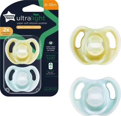 Obrázek produktu pro Tommee Tippee TOMMEE TIPPEE silikoninis čiulptukas, ULTRA-LIGHT 6-18M, 2 vnt, 433595