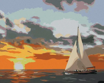 Produktbild von Zuty - Malen nach Zahlen - SEGELSCHIFF UND SONNENUNTERGANG AUF SEE (D. RUSTY RUST), 40x50 cm, ohne Keilrahmen