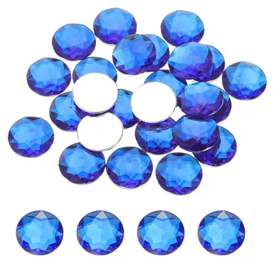 25 Acryl-Strasssteine, rund, 25 mm, tiefblau, flache Rückseite