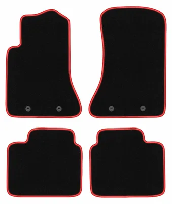 Productafbeelding van Velours automatten voor Opel Omega B 1994-2003 (sedan/stationwagen) – 4-delig, zwart/rood, op maat – Wielganizator CARLUX