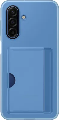 A blue phone case with a card slot.