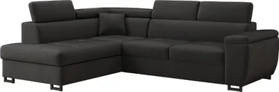 Produktbild von MÖBEL LUX Ecksofa NICOLE, L-Form Sofa mit Schlaffunktion, Velours Grau, Links