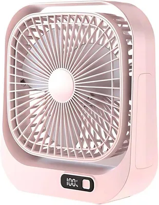 Image de VHV - Ventilateur de bureau - Mini ventilateur rechargeable avec écran LED - 3 vitesses et rotation à 360° - Rose