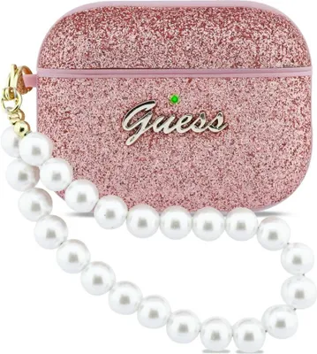 Image de Housse de protection Guess Glitter Pearl Strap Case pour AirPods Pro 3, rose