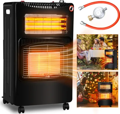 Image de Jopassy chauffage au gaz pour l'intérieur,chauffage au gaz 4200 watts poêle à gaz pour l'intérieur avec tuyau et détendeur,brûleur céramique infrarouge,radiateur,bouteilles de butane ou propane jusqu'à 15kg, gaz+électricité