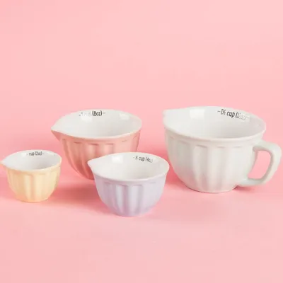 Produktbild von Tassen Messbecher Set 4 Teilig Porzellan Pastell Töne