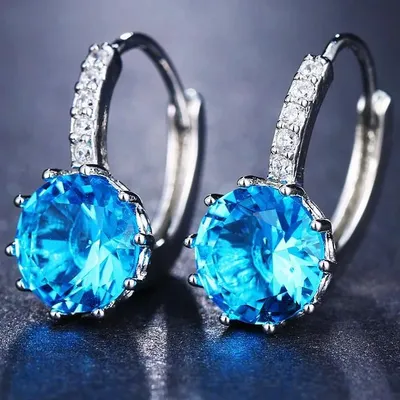 Immagine prodotto di Orecchini PL-1163 Blu Chiaro con Zirconi Svizzeri - Eleganza e Comfort KP39551
