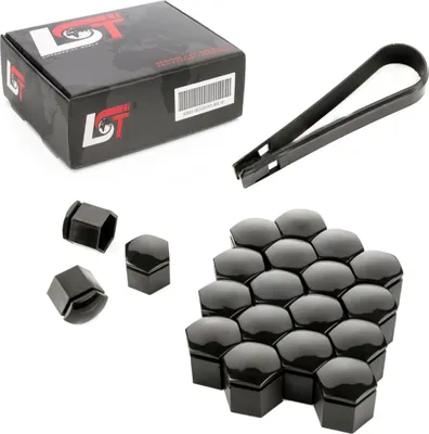 Produktbild von 20x Radschrauben Abdeckkappen Set 19 mm schwarz für SAAB VOLVO OPEL VAUXHALL