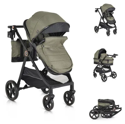Produktbild von Moni Kinderwagen 2 in 1 Tokyo 22 kg umbaubar Wickeltasche Stoßdämpfer klappbar grün