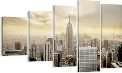 Produktbild von Bild auf Leinwand - Leinwandbild - Stadt Wolkenkratzer Manhattan New York - 100x60cm - Wand Bild - Wanddeko - Leinwanddruck - Bilder - Kunstdruck - Leinwand bilder - Wandkunst - EG100x60-2630