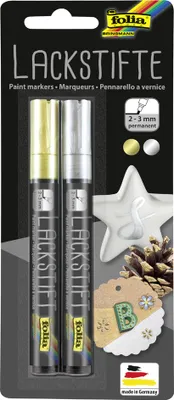 Produktbild von folia Lackmarker Strichstärke: 1 mm silber & gold 2 Stück