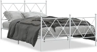 Produktbild von Möbel Bettgestell mit Kopf- und Fußteil Metall Weiß 120x190 cm - Klassische Betten 376566