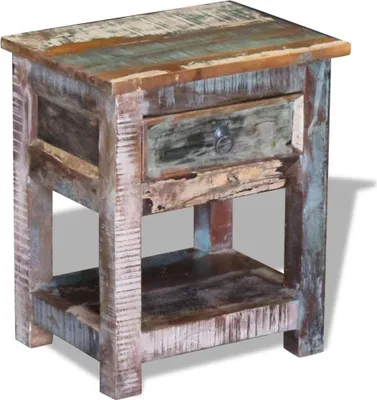 Obrázek produktu pro vidaXL Odkládací stolek s 1 zásuvkou z masivního starého dřeva 43x33x51 cm