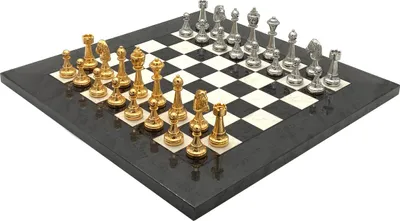 Produktbild von Italienisches Schachset Staunton Gold/Silber + Schachbrett 42