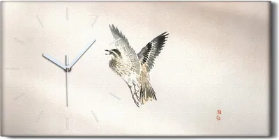 Produktbild von Dekor Leinwand Uhr Wandbilder 60x30 Malerei Asiatische Tier Vogel Kunst - weiße Hände