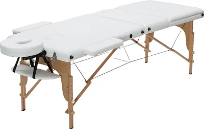 Produktbild von Massageliege P300 Weiß 186x60 cm 3-Zonen faltbar höhenverstellbar 250kg Tragkraft 4cm Polsterung