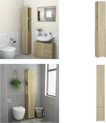 Zdjęcie produktu dla vidaXL Szafka łazienkowa dąb sonoma 25x26,5x170 cm materiał drewnopochodny - Szafka łazienkowa - Szafki łazienkowe - Szafka - Szafki