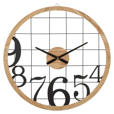 Image de Horloge murale Mauro Ferretti, chiffres Ø 60 x 2,5 cm, noir et marron