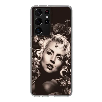 Produktbild von MuchoWow® Handyhülle Schutzhülle Hülle für Samsung Galaxy S21 Ultra Frau - Blumen - Schmetterling Silikon Softcase Handy Hülle - Mobiltelefon