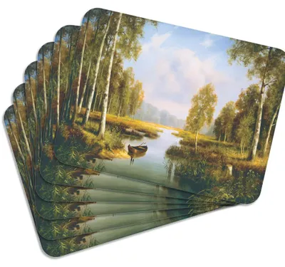 Produktbild von MG Design Set aus 6 Kork-Platzsets - Birches - 30 x 40 cm - hitzebeständig & abwischbar, mit Korkrückseite