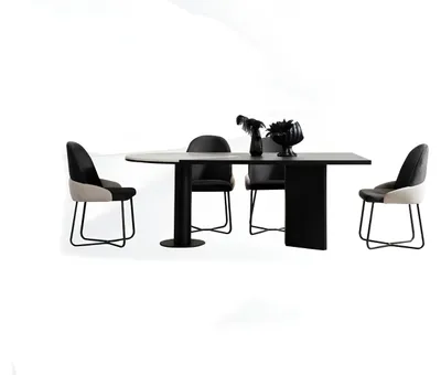 Image de Salle à manger Groupe Coin repas Table Chaises 7pcs Bois Noir