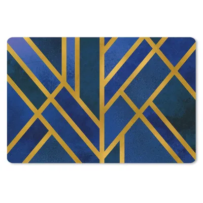 Produktbild von MuchoWow® Schreibtischunterlage Gold - Blau - Muster 60x40 cm - XXL Mauspad - Großes Mauspad