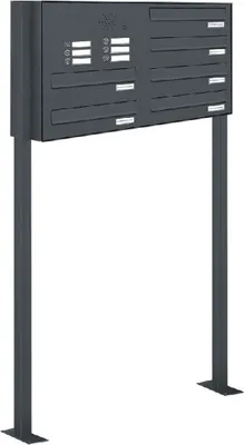 Produktbild von 6er Briefkastenanlage Standsystem Durchwurf - Klingel RAL 7016 Anthrazit