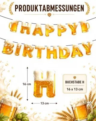 Produktbild von 2 Bier Happy Birthday Banner, Bayerische Deko Geburtstag Girlande