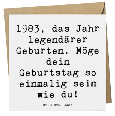Produktbild von Mr. & Mrs. Panda Glückwunschkarte Spruch 1983 Geburtstag - Weiß - Geschenk, Erinnerung, Alter, legendär, Klappkarte, geboren, anlasskarte, doppelkarte, Grußkarte