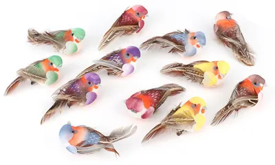 Produktbild von 12 Stück niedliche künstliche Vogel-Dekoration, Simulation, DIY-Dekoration, Ornament für den Hausgarten
