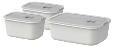 Productafbeelding van Mepal – Set van 3 luchtdichte containers EasyClip – Schalen met deksel en kliksluiting – Geschikt voor magnetron, stoomoven, koelkast en vriezer – 2 x 450 ml + 1000 ml – Nordic wit