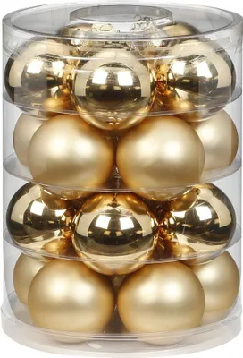 Produktbild von Weihnachtskugeln Glas 6cm, 20 Stück, Farbe:Brokat Gold glanz matt