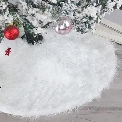 Immagine prodotto di Copertura per albero di Natale, rotonda, diametro 90 cm, in ecopelle bianca