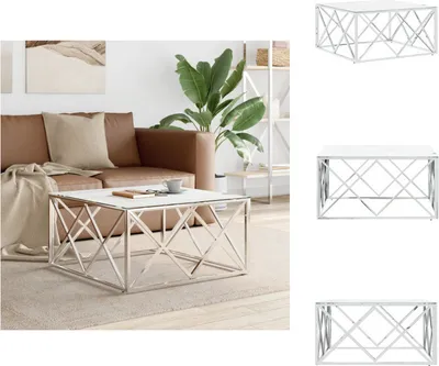 Produktbild von vidaXL Couchtisch Silbern 80x80x40 cm Edelstahl und Glas -  Couchtische