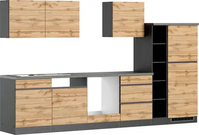 Produktbild von Held Möbel Küchenzeile ohne Geräte PISA 330 cm wildeiche matt zerlegt Variante reversibel 1106.6310
