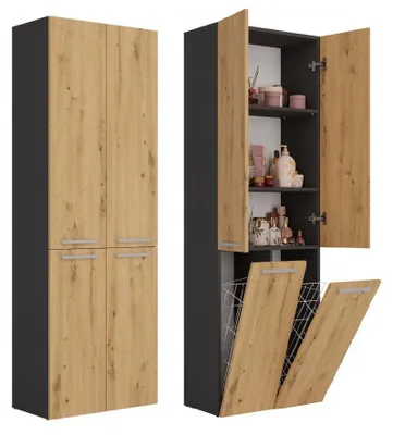 Produktbild von Topeshop NEL 2K DD ANT/ART KP Aufbewahrungsschrank für Badezimmer Graphit Eiche