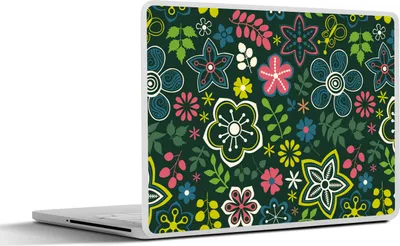 Produktbild von MuchoWow® Laptop Aufkleber Sticker Cover Blätter - Muster - Blumen 31x22.5 cm - Laptop-Deko