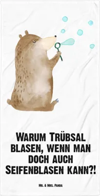 Produktbild von Mr. & Mrs. Panda Strandtuch Bär Seifenblasen - Weiß - Geschenk, Badehandtuch, Strandlaken, Duschtuch, Großes Handtuch, Teddy, Lustig Sein Glücklich Traurig Happy