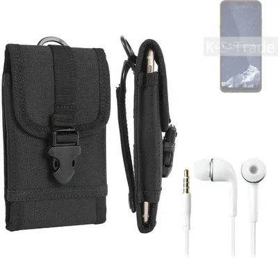 Produktbild von K-S-Trade Holster Schutz Hülle kompatibel mit HiSense E18 Pro Gürteltasche Handy Hülle Tasche outdoor Seitentasche schwarz 1x + Kopfhörer