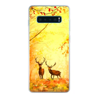 Produktbild von MuchoWow® Handyhülle Schutzhülle Hülle für Samsung Galaxy S10 Lite Natur - Ölfarbe - Hirsche - Tiere - Herbst - Orange Silikon Softcase Handy Hülle - Schutz
