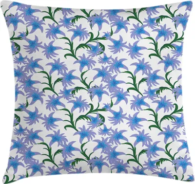 Produktbild von ABAKUHAUS Blumen Kissenbezug, Natur Thema Frühlings-Blüten-Muster mit Niederlassungen botanische Kunst, 45 x 45 cm, Lavendel Grün Blau