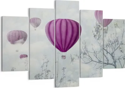 Produktbild von Bild auf Leinwand - Leinwandbild - Ballon Baum Flug - 150x100cm - Wand Bild - Wanddeko - Leinwanddruck - Bilder - Kunstdruck - Wanddekoration - Leinwand bilder - Wandkunst - EA150x100-3581