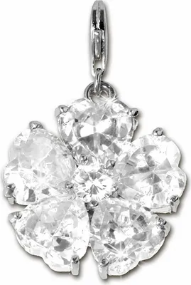 Produktbild von SilberDream Charm Anhänger Herzblume weiß Zirkonia 925 Echt Silber FC4112W
