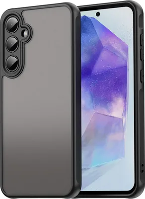 Image de Etui pour Samsung Galaxy A55 5G, dos mat translucide avec protection de l'appareil photo, étui de protection antichoc Noir