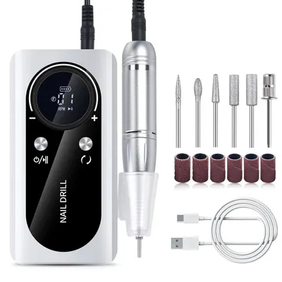 Produktbild von Professionelle Nagelfeile, 45.000 U/min, tragbar, elektrische Nagelfeile, LCD-Display, Nagelfeilen Set für Salon und Zuhause, Nagelfräser für Gelnägel