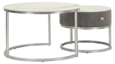 Produktbild von Mauro Ferretti Couchtisch Greys, 2-teilig, 70 x 45 – 50 x 40 cm, silbergrau